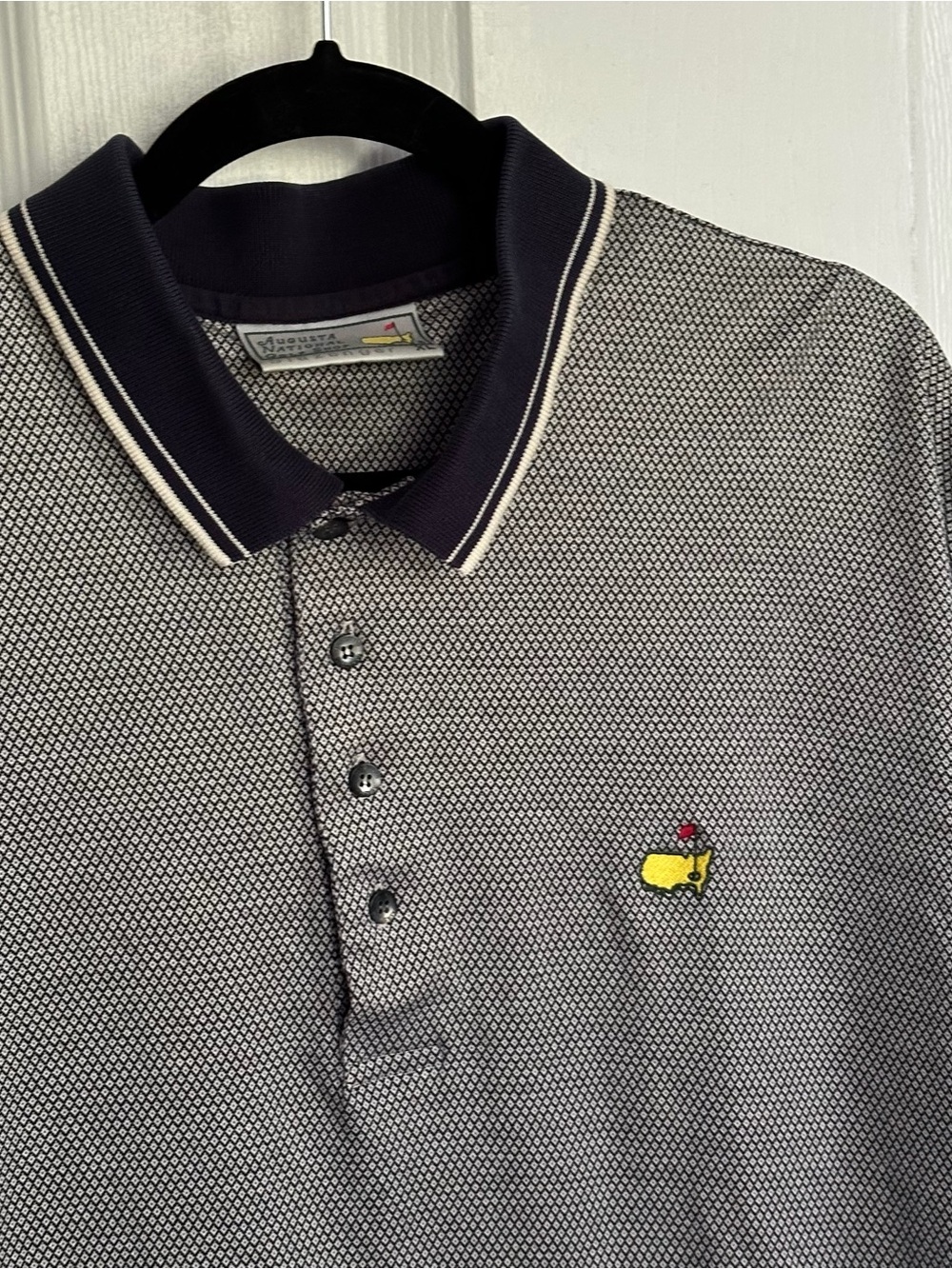 Vintage Augusta National Men’s Navy Patterned Masters Polo Golf Shirt Size XL